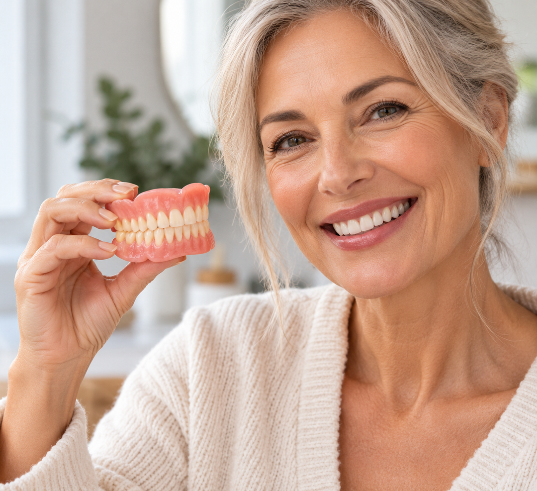 Custom-Fit Denture Set with Suction Retention