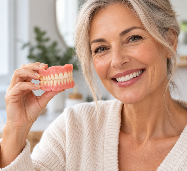 Custom-Fit Denture Set with Suction Retention