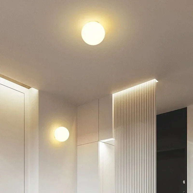Modern Opal Glass Sphere Ceiling Light for Hallways 10