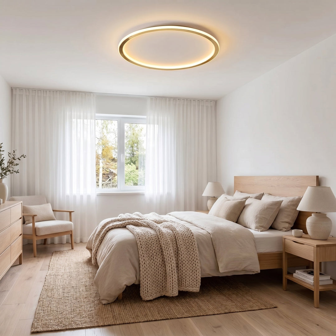 Gold Round LED Ceiling Light with Remote Dimmer 5