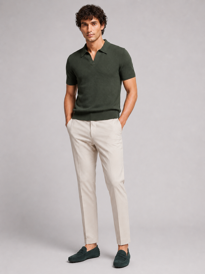 Men's Knit Polo Shirt, Lightweight Breathable Stretch Short Sleeve Summer Polo 13