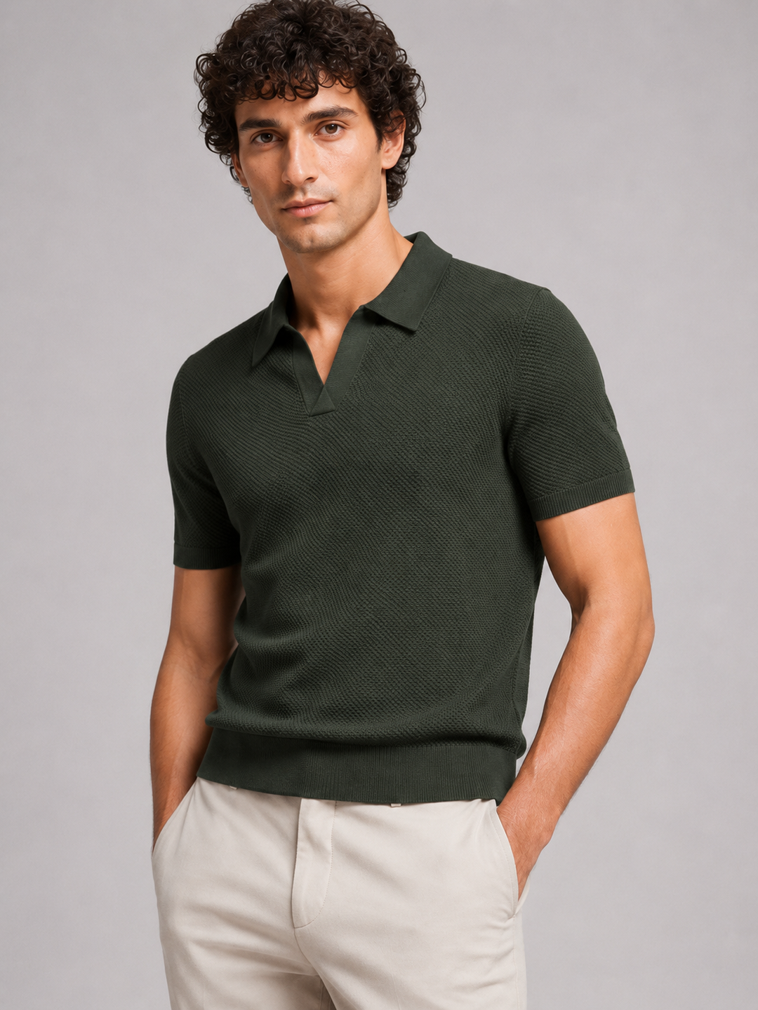 Men's Knit Polo Shirt, Lightweight Breathable Stretch Short Sleeve Summer Polo 11