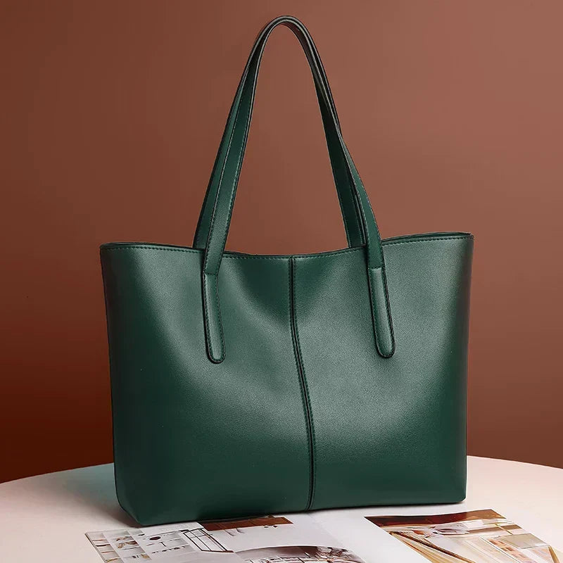 Classic Leather-Look Tote Bag With Long Shoulder Straps 4