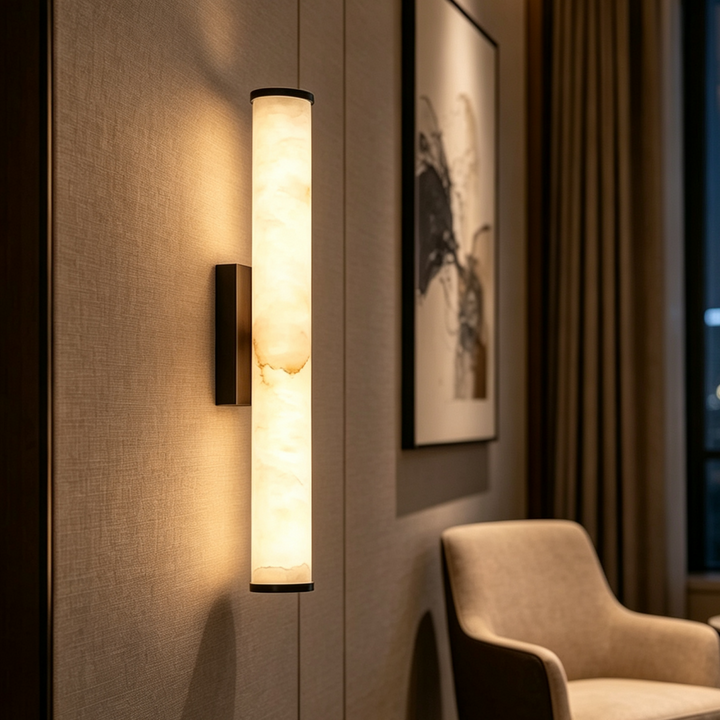 Spanish Marble Copper-Tone Wall Sconce, Modern Minimalist LED Wall Light 12