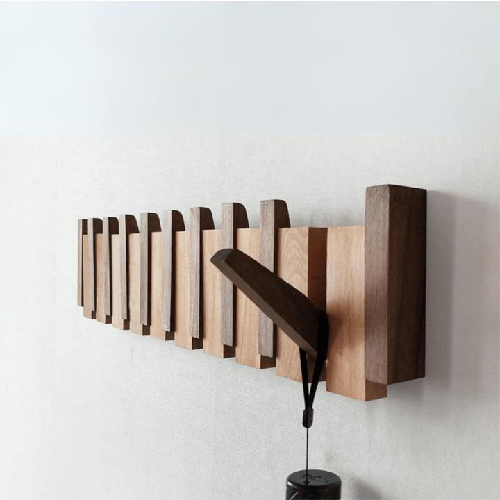 Handmade Wooden Coat Rack with Foldable Magnetic Hooks 5