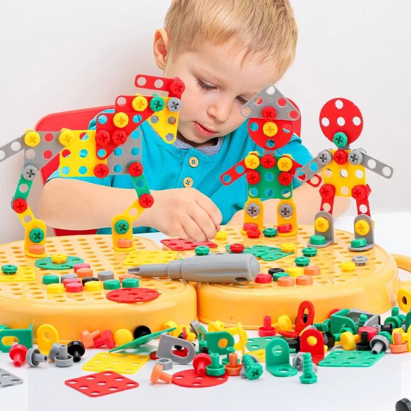 Montessori Building Toolbox Set for Kids with Toy Drill, 204 Pieces 2