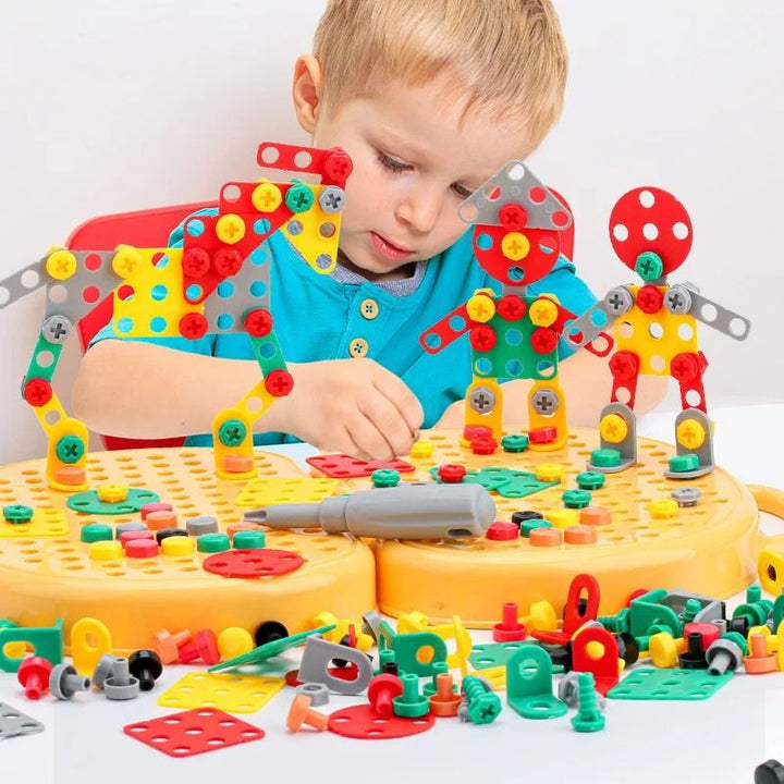 Montessori Building Toolbox Set for Kids with Toy Drill, 204 Pieces 2