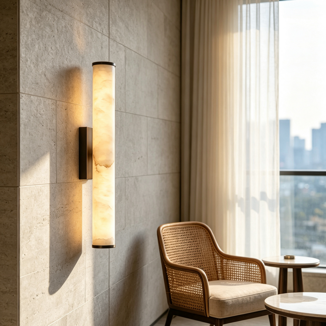 Spanish Marble Copper-Tone Wall Sconce, Modern Minimalist LED Wall Light 8