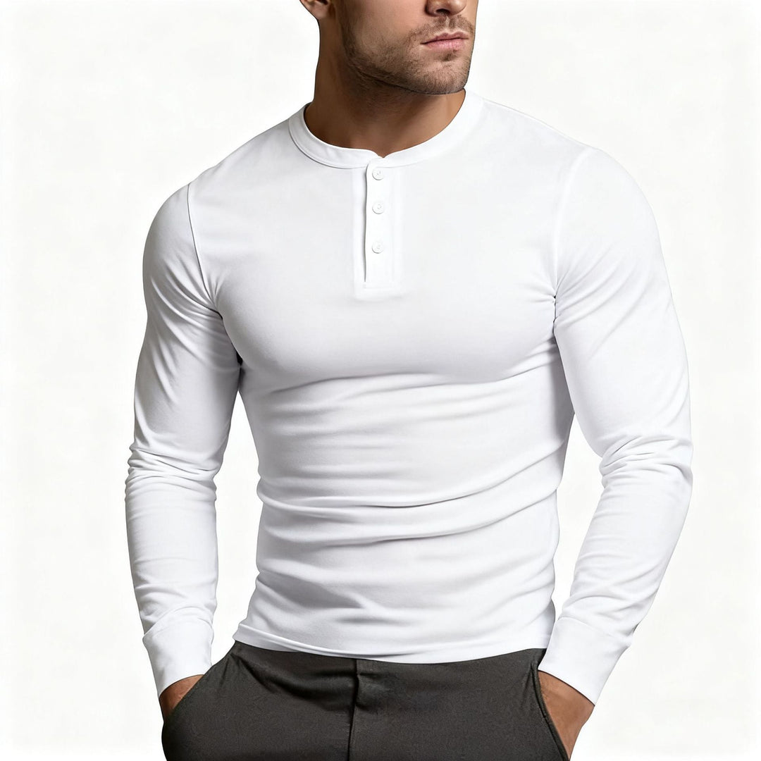 Men's Henley Shirt | Slim Fit Long Sleeve with Button Placket 5