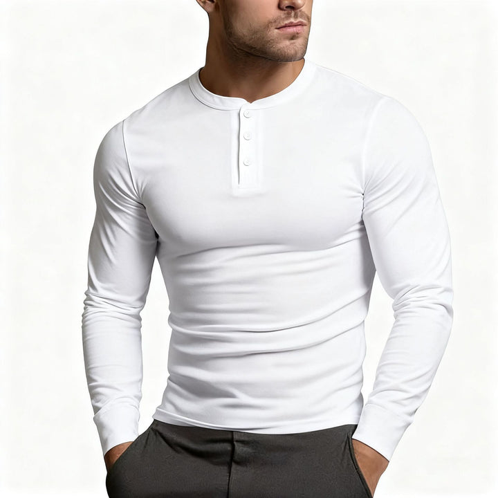 Men's Henley Shirt | Slim Fit Long Sleeve with Button Placket 5
