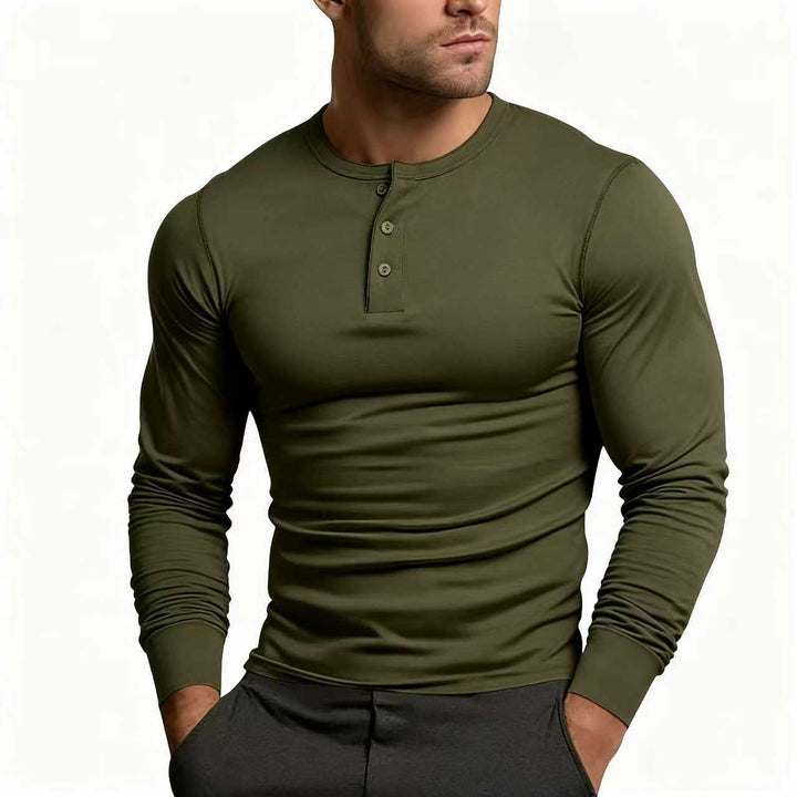 Men's Henley Shirt | Slim Fit Long Sleeve with Button Placket 6