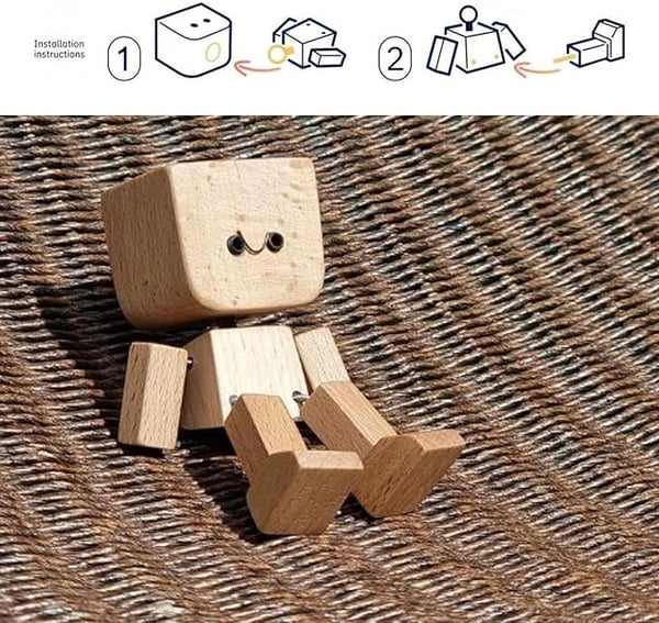 Wooden Rocking Figure Decor with 12 Interchangeable Faces 7