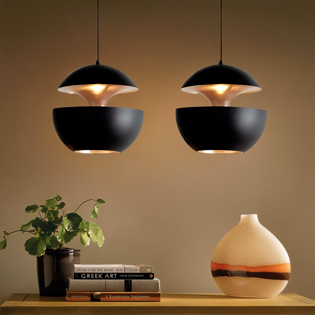 AppleGlow Pendant Light - Artistic E27 Fixture in Black & White 7