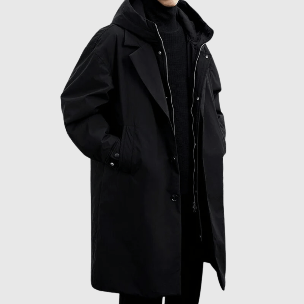 Men's Hooded Raincoat with Full-Length Zip and Storm Flap 4