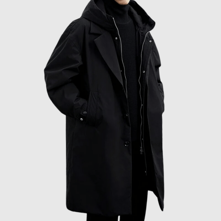 Men's Hooded Raincoat with Full-Length Zip and Storm Flap 4
