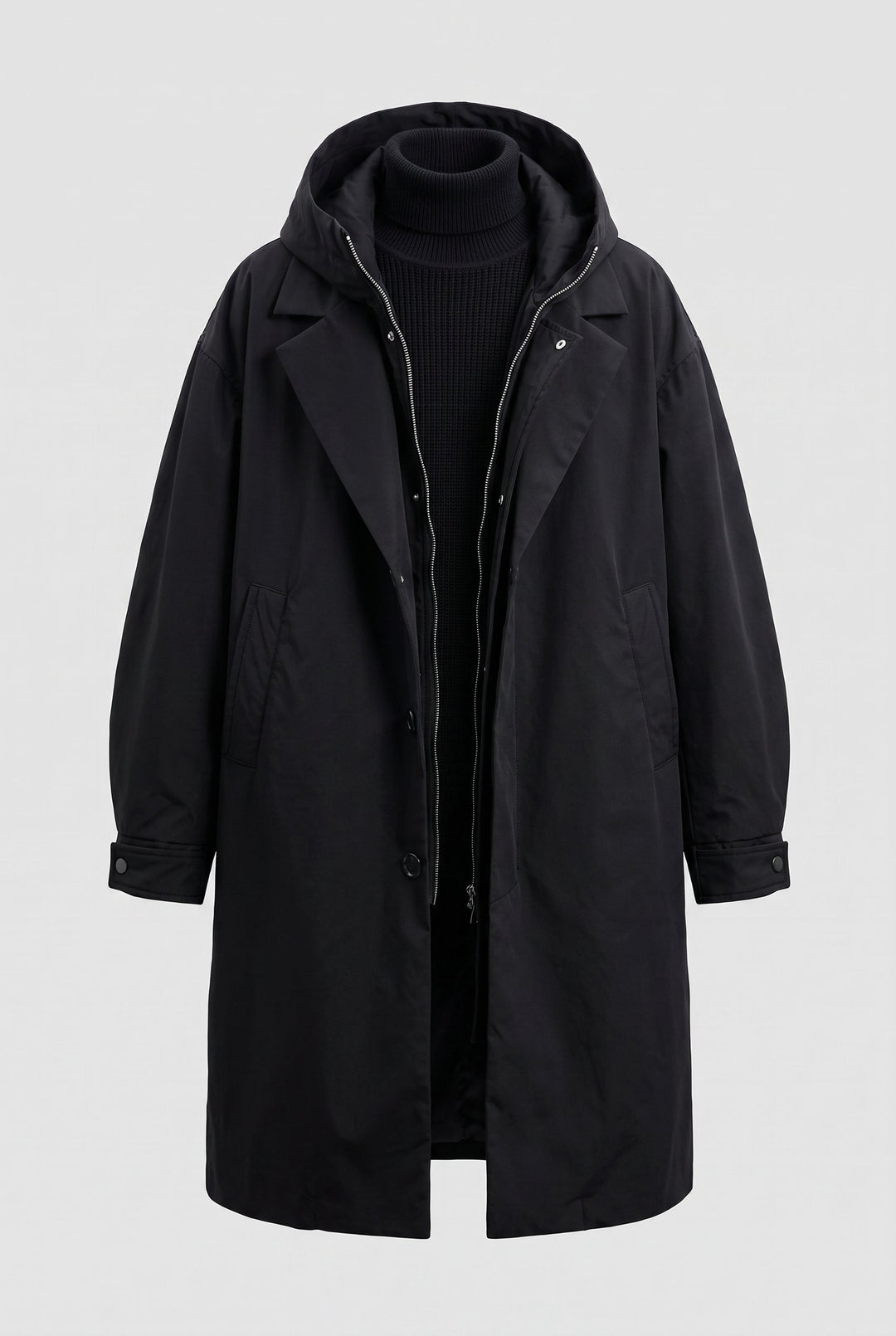 Men's Hooded Raincoat with Full-Length Zip and Storm Flap 8