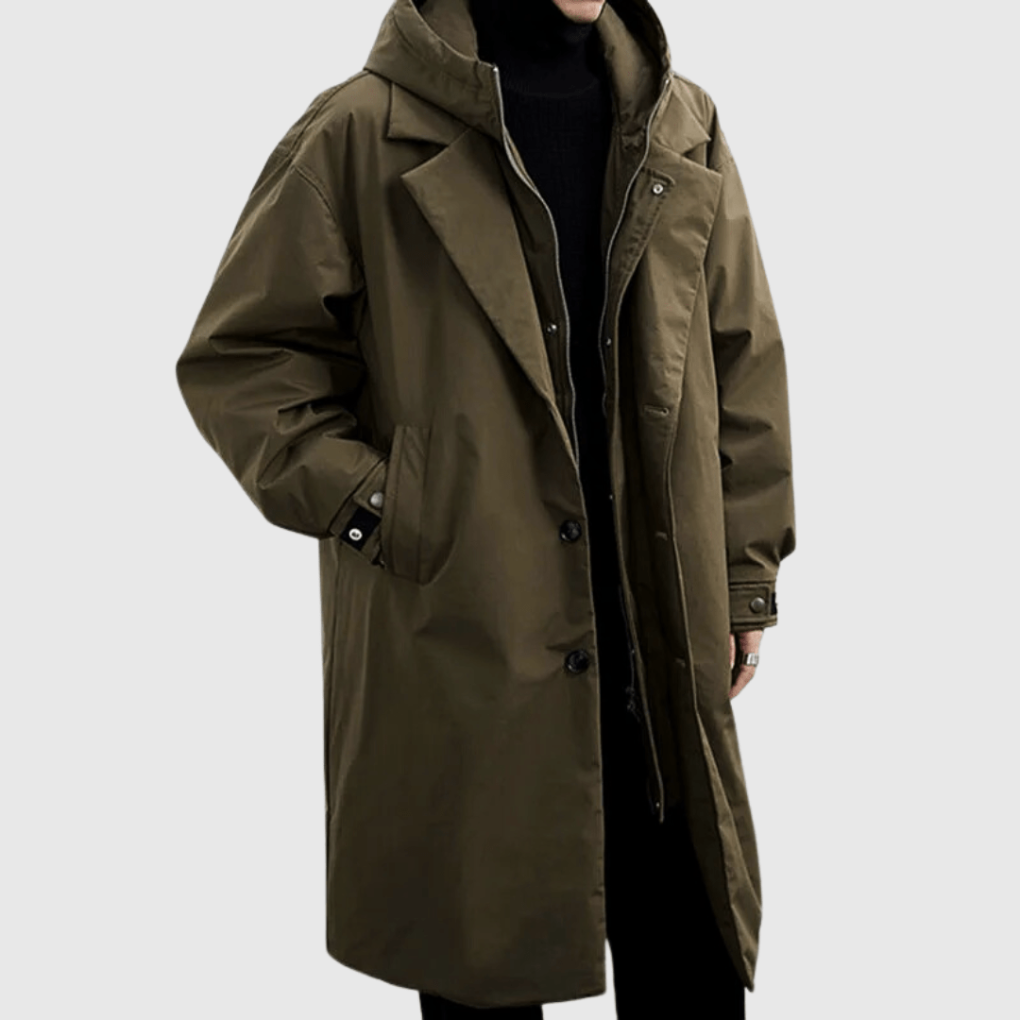 Men's Hooded Raincoat with Full-Length Zip and Storm Flap 1