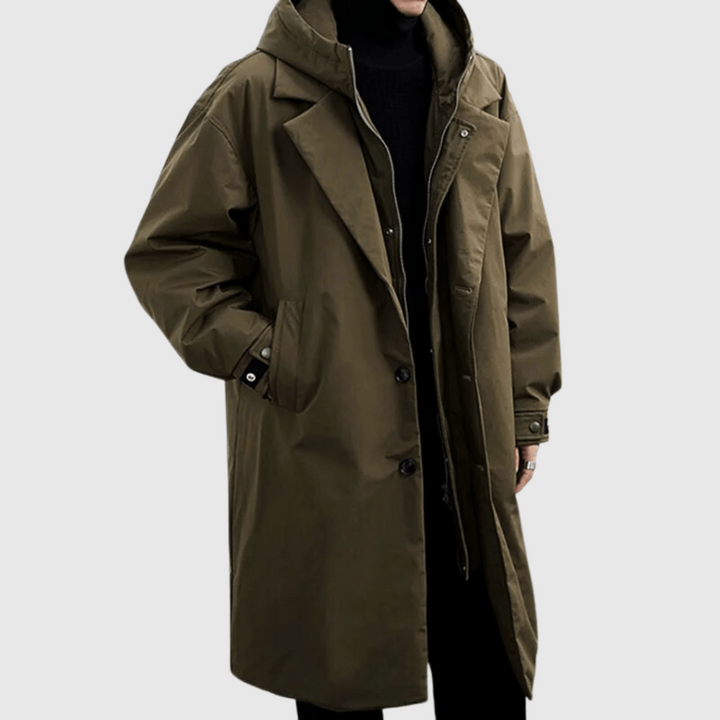 Men's Hooded Raincoat with Full-Length Zip and Storm Flap 1