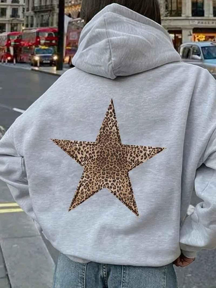 Women's Hoodie with Leopard Star Back Print & Clean Finish 3
