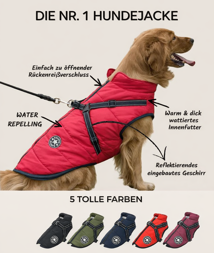 Dog Jacket with Built-In Harness, Windproof and Water-Resistant, Reflective 2