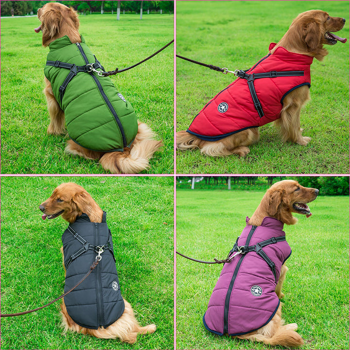Dog Jacket with Built-In Harness, Windproof and Water-Resistant, Reflective 3