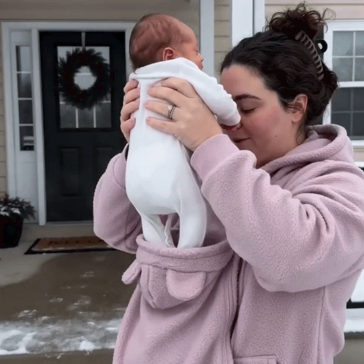 Cozy Fleece Baby-Wearing Hoodie with Front Pouch 11