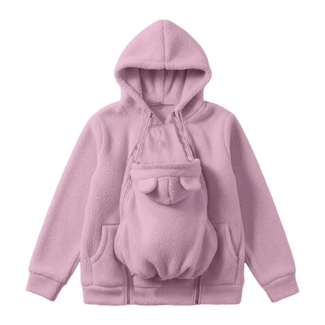 Cozy Fleece Baby-Wearing Hoodie with Front Pouch 1