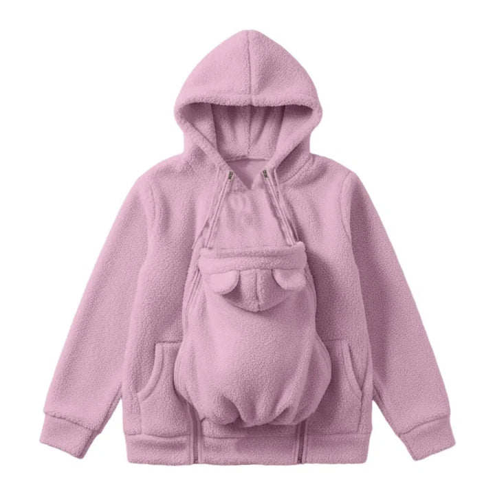 Cozy Fleece Baby-Wearing Hoodie with Front Pouch 1