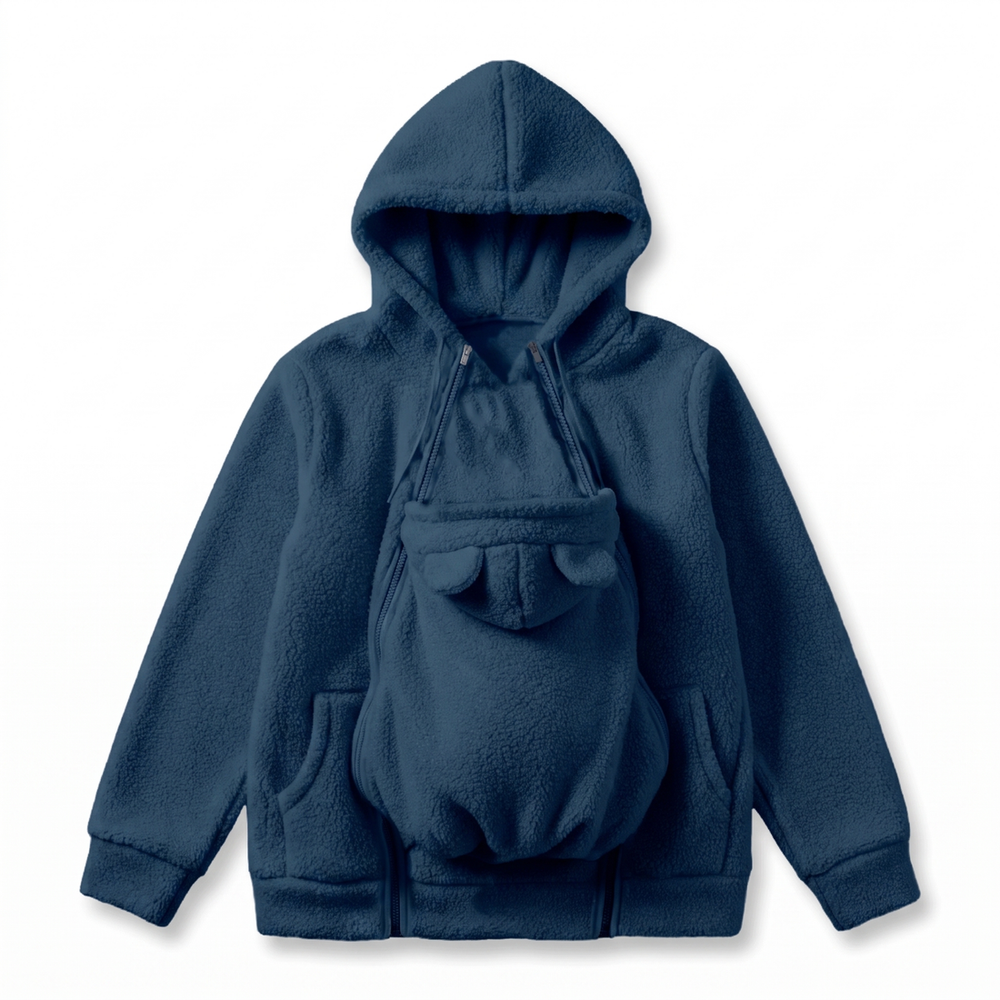 Cozy Fleece Baby-Wearing Hoodie with Front Pouch 2