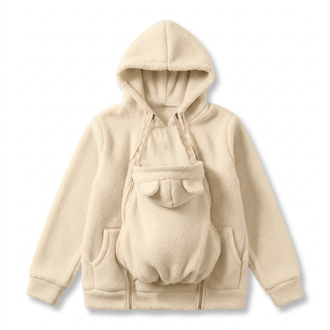 Cozy Fleece Baby-Wearing Hoodie with Front Pouch 4