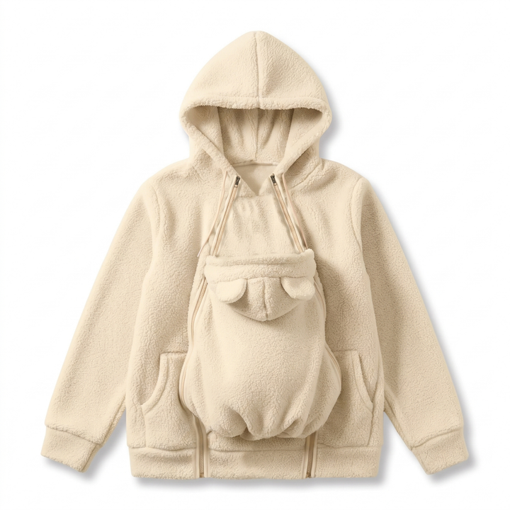 Cozy Fleece Baby-Wearing Hoodie with Front Pouch 4