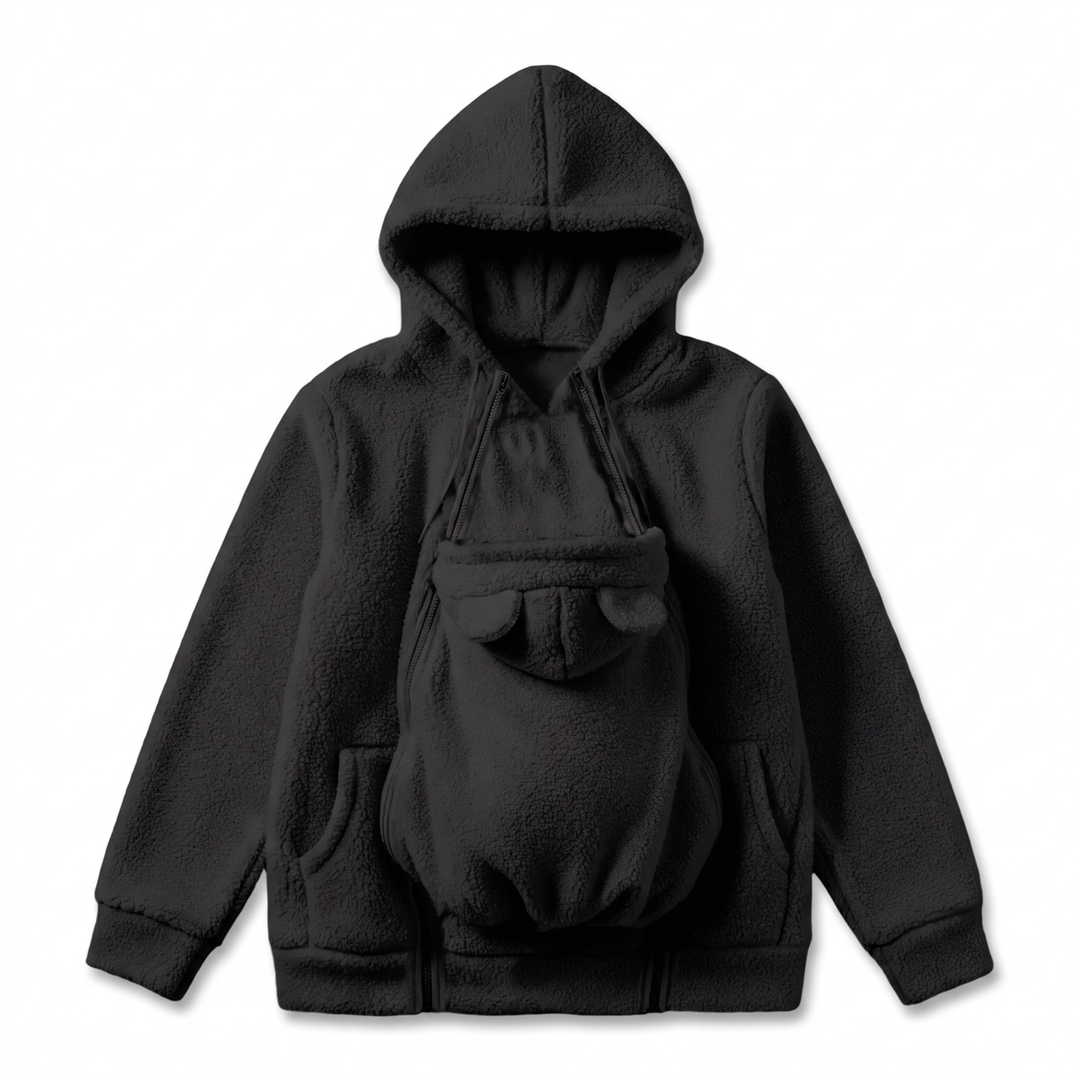 Cozy Fleece Baby-Wearing Hoodie with Front Pouch 3