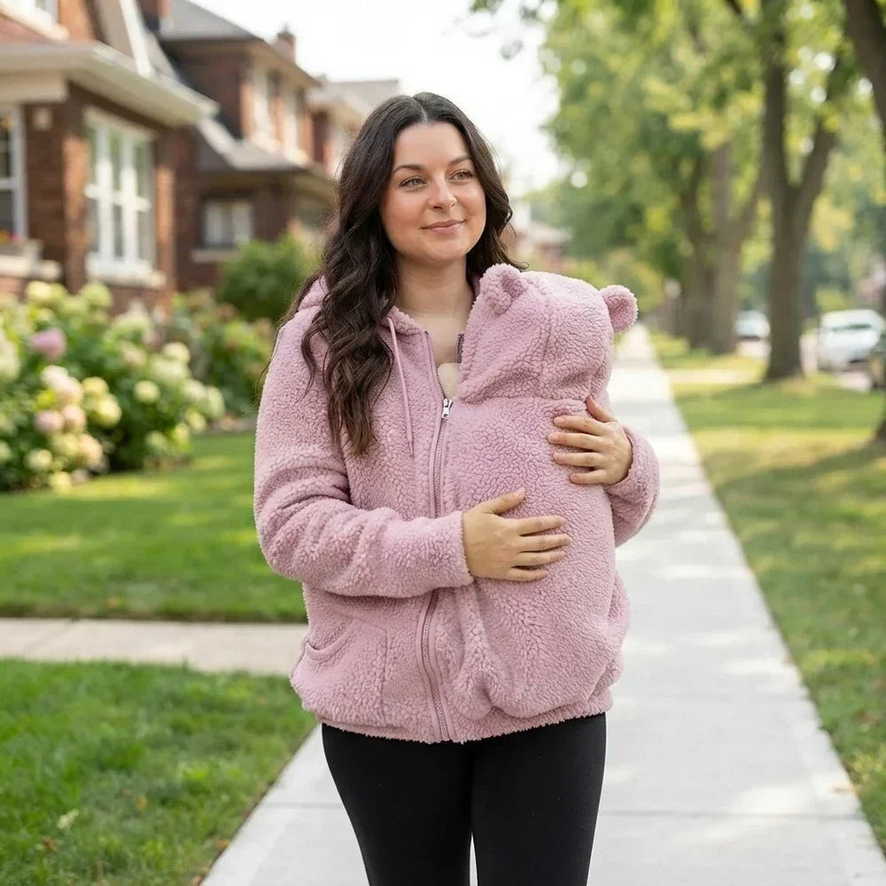 Cozy Fleece Baby-Wearing Hoodie with Front Pouch 15