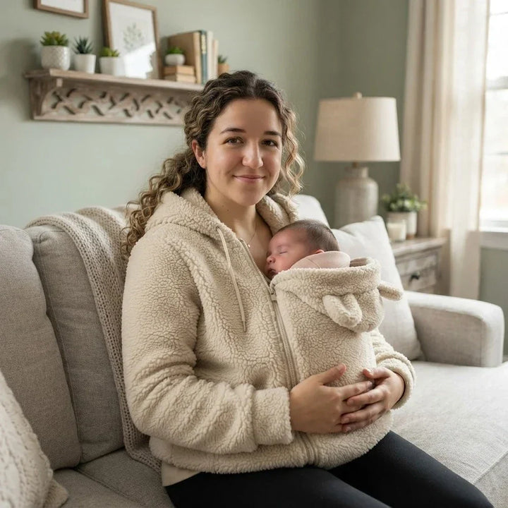 Cozy Fleece Baby-Wearing Hoodie with Front Pouch 14