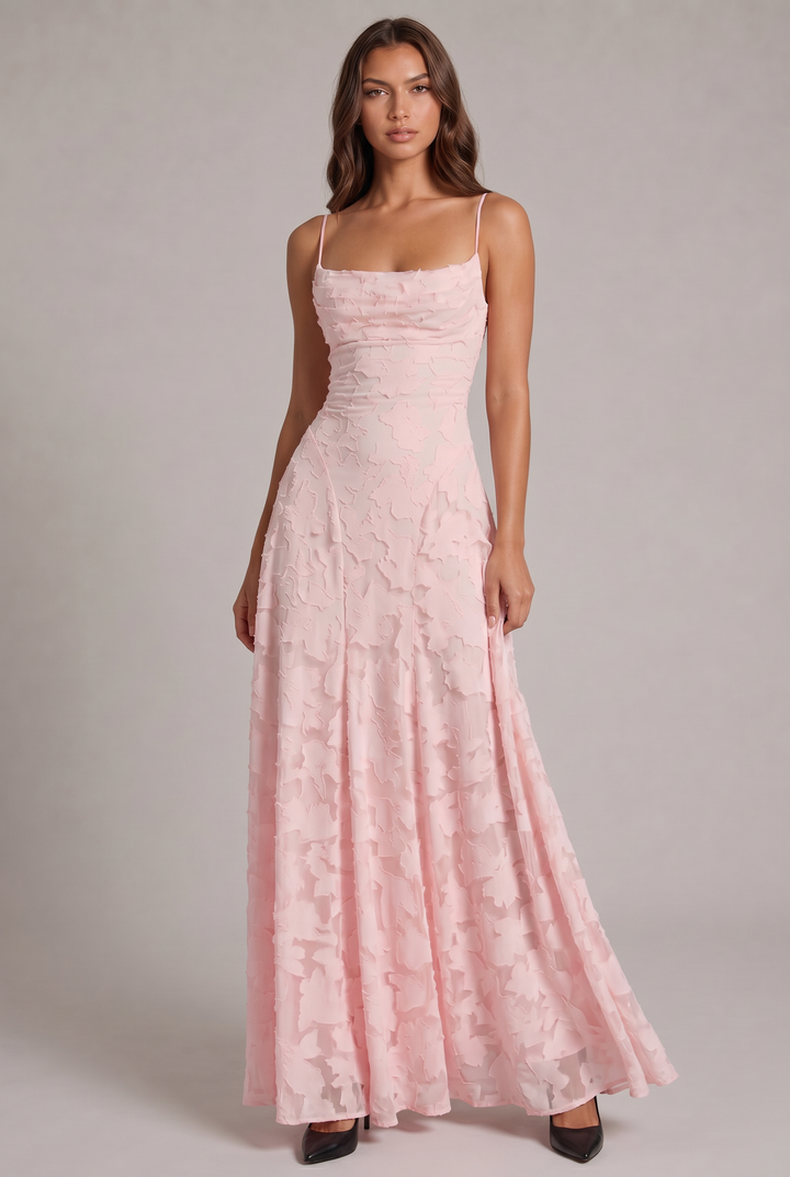 Olivia Maxi Dress - Elegant Evening Gown with Floral Texture 5