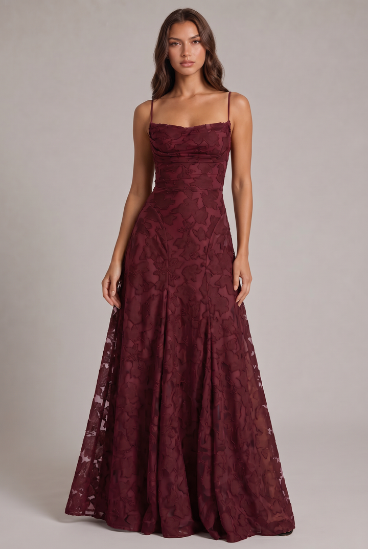 Olivia Maxi Dress - Elegant Evening Gown with Floral Texture 1