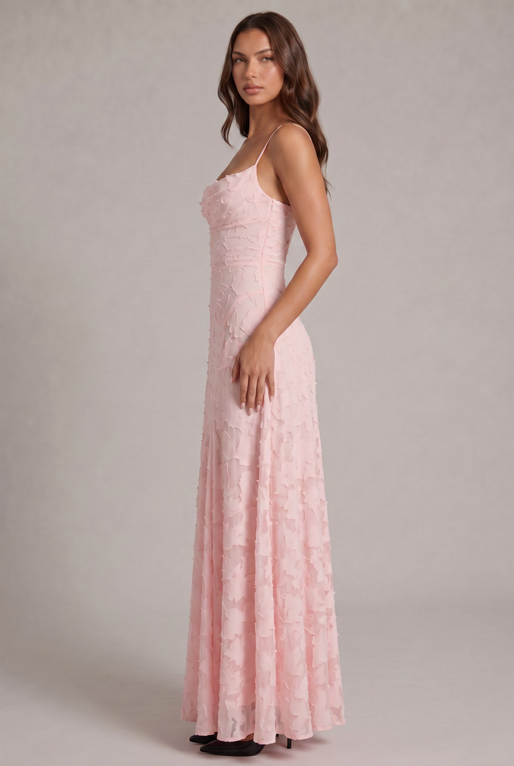 Olivia Maxi Dress - Elegant Evening Gown with Floral Texture 8