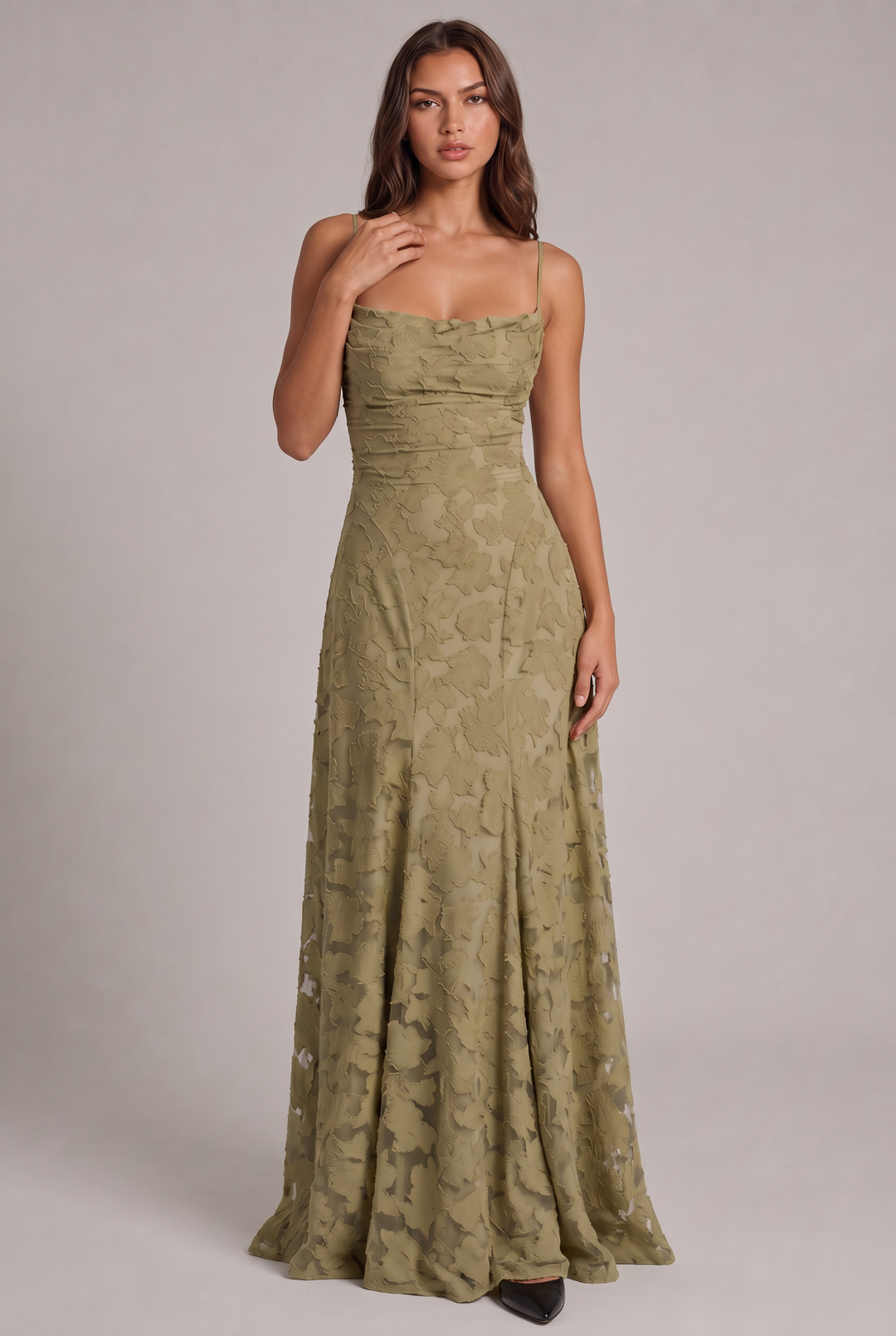 Olivia Maxi Dress - Elegant Evening Gown with Floral Texture 13