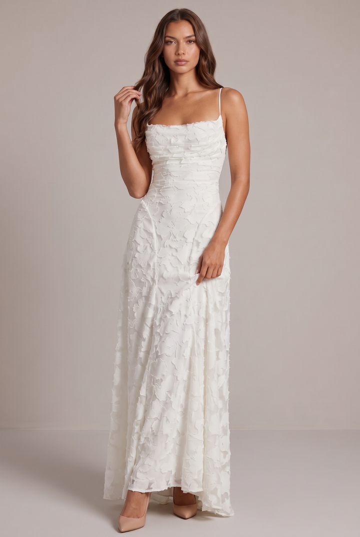 Olivia Maxi Dress - Elegant Evening Gown with Floral Texture 9