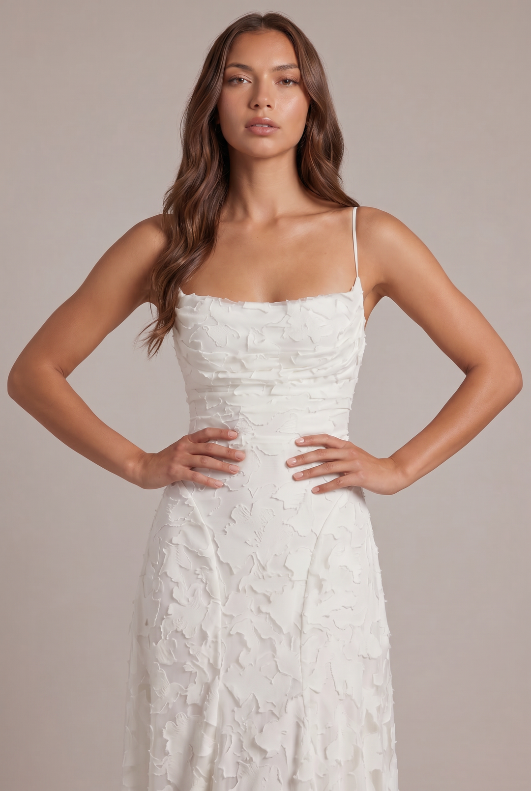 Olivia Maxi Dress - Elegant Evening Gown with Floral Texture 10