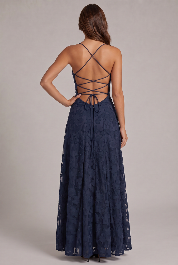 Olivia Maxi Dress - Elegant Evening Gown with Floral Texture 19