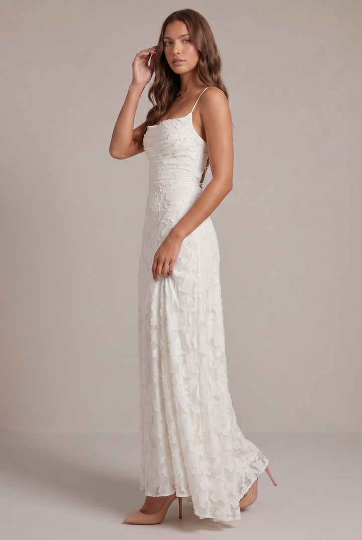 Olivia Maxi Dress - Elegant Evening Gown with Floral Texture 12