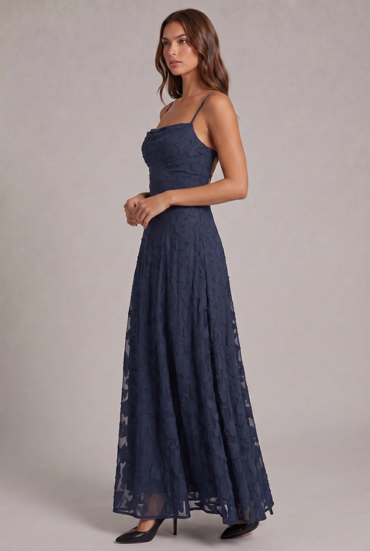 Olivia Maxi Dress - Elegant Evening Gown with Floral Texture 20