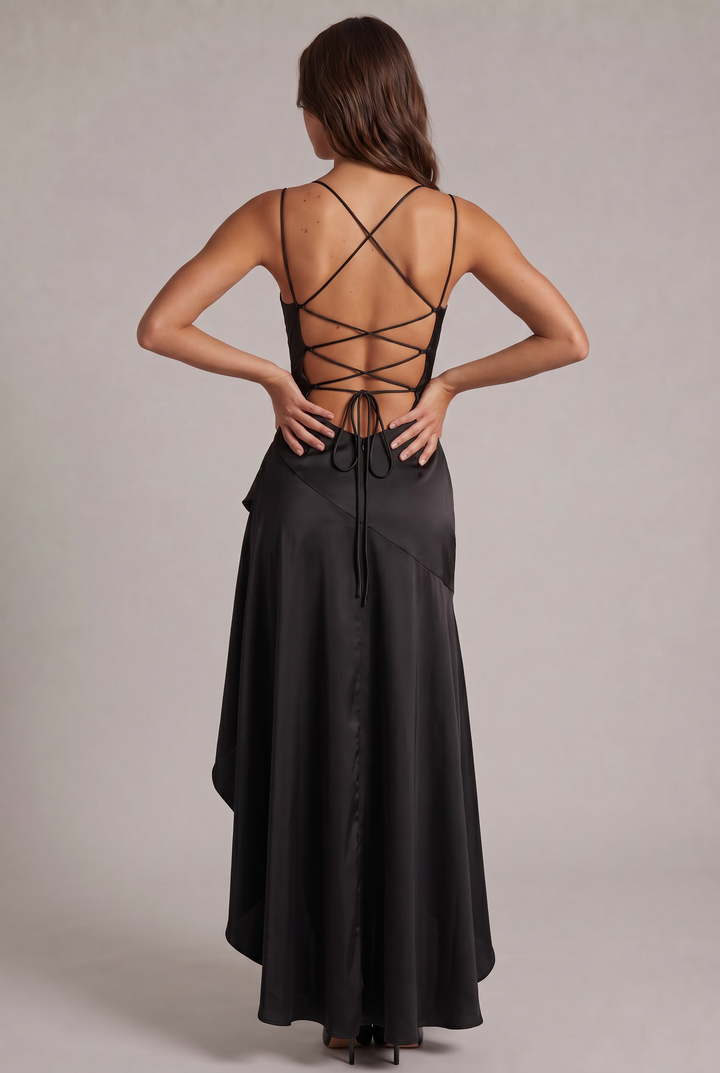 Samira Maxi Dress with Front Slit and Spaghetti Straps 12