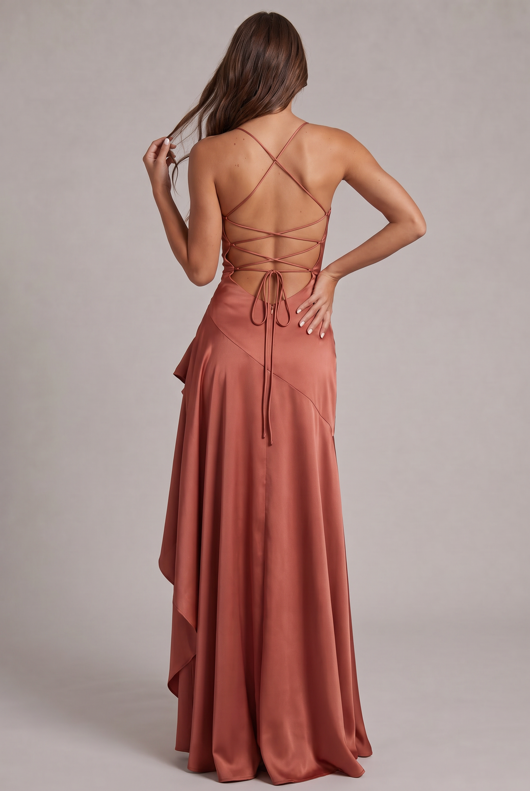 Samira Maxi Dress with Front Slit and Spaghetti Straps 27