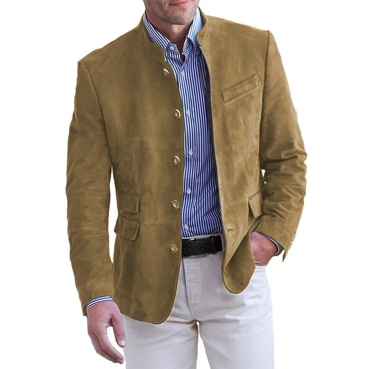 Men's Jacket with Stand Collar and Button Placket, Regular Fit Blazer 5
