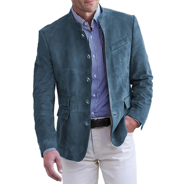 Men's Jacket with Stand Collar and Button Placket, Regular Fit Blazer 1