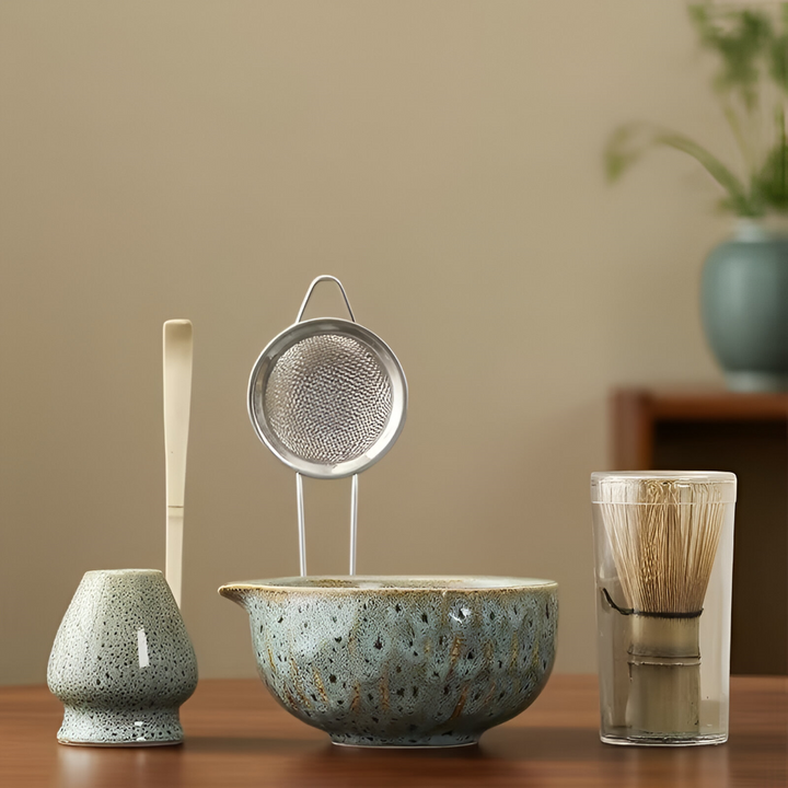5-Piece Matcha Set with Handcrafted Ceramic Bowl and Bamboo Accessories 1