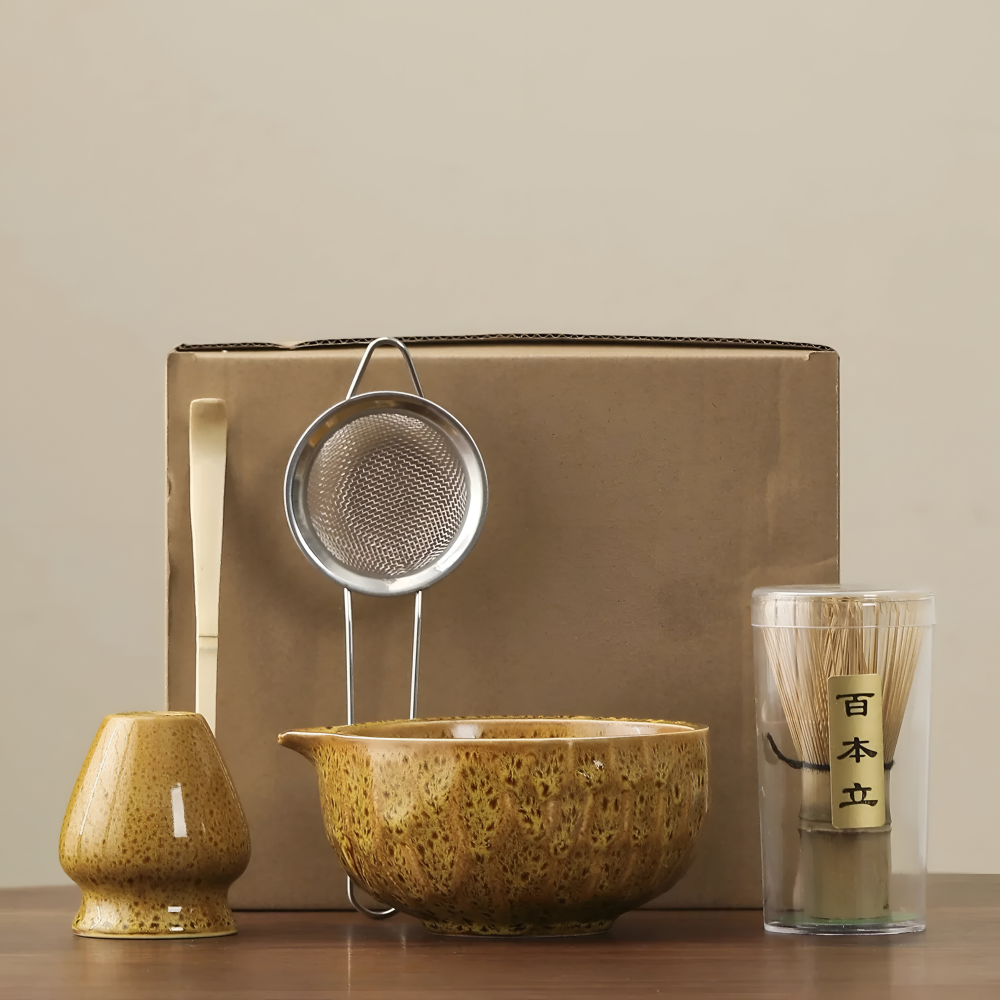 5-Piece Matcha Set with Handcrafted Ceramic Bowl and Bamboo Accessories 3