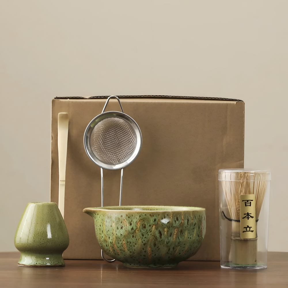 5-Piece Matcha Set with Handcrafted Ceramic Bowl and Bamboo Accessories 4